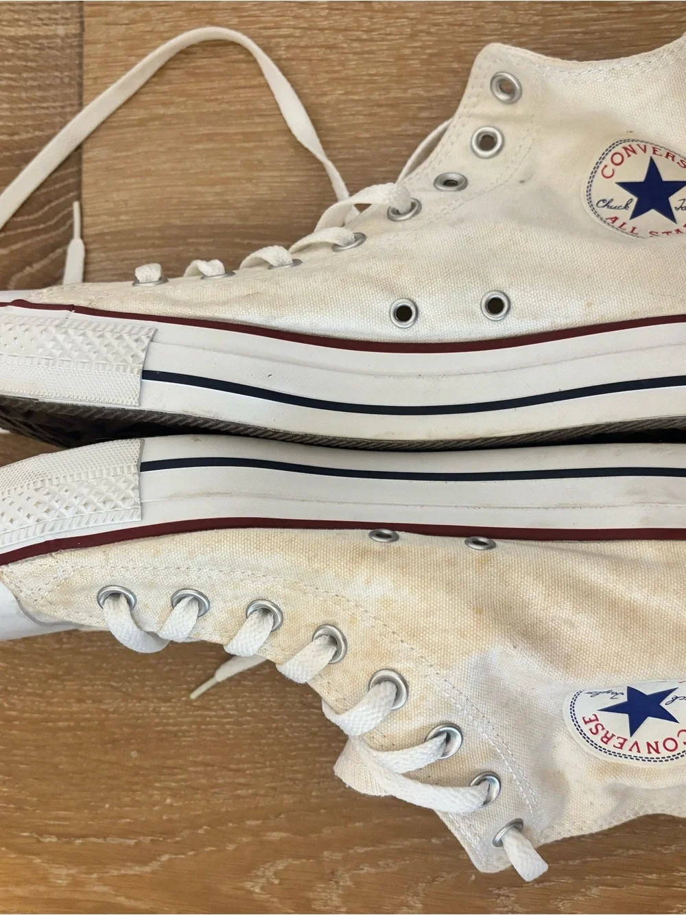 Converse All Star White High-Top Canvas Sneakers with Red Trim - Picture 7 of 7